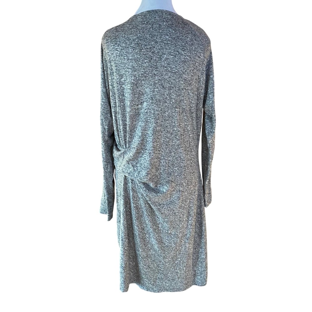 Athleta Solitude Heather Grey Ruched Side Knit Dress Long Sleeve XL - Picture 4 of 6